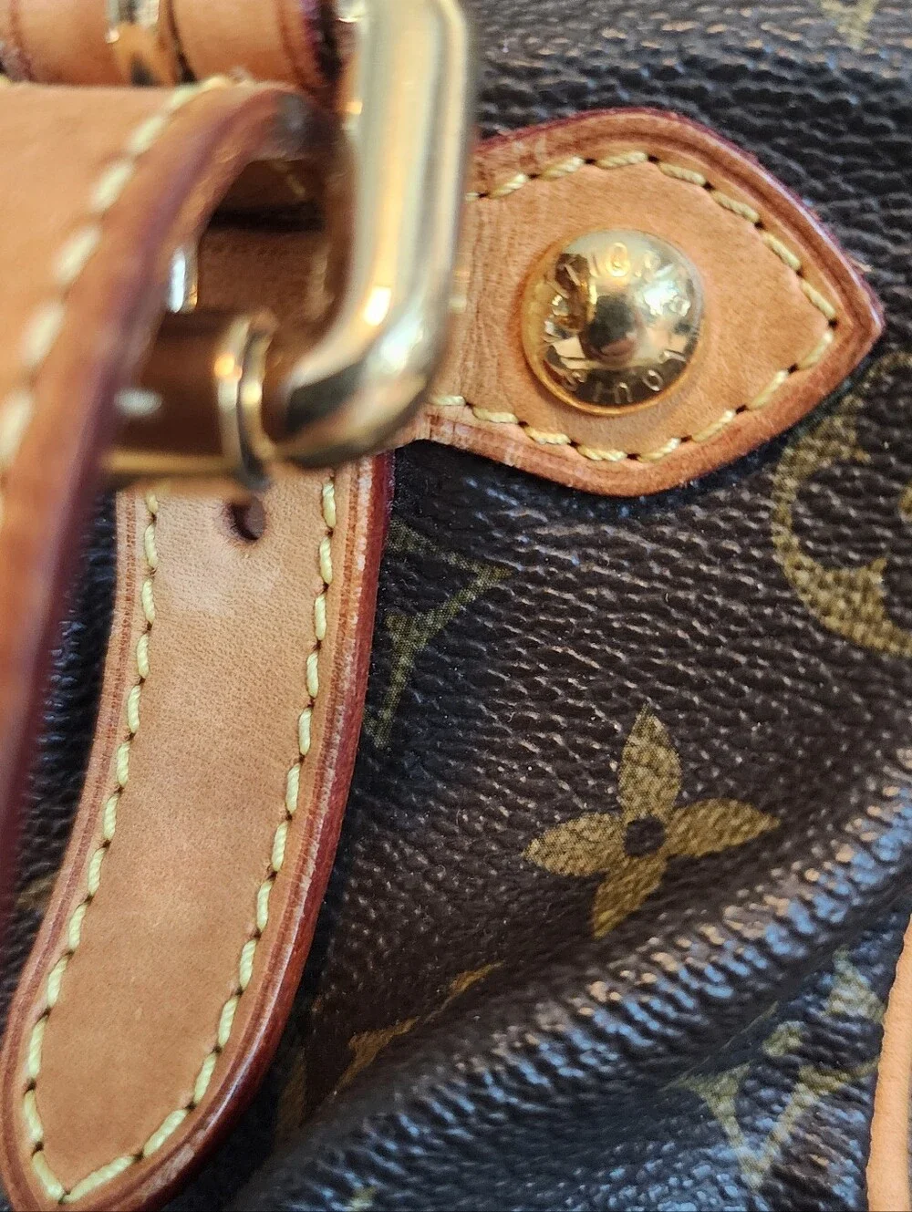 Louis Vuitton Monogram Canvas Satchel with Brown Leather Trim